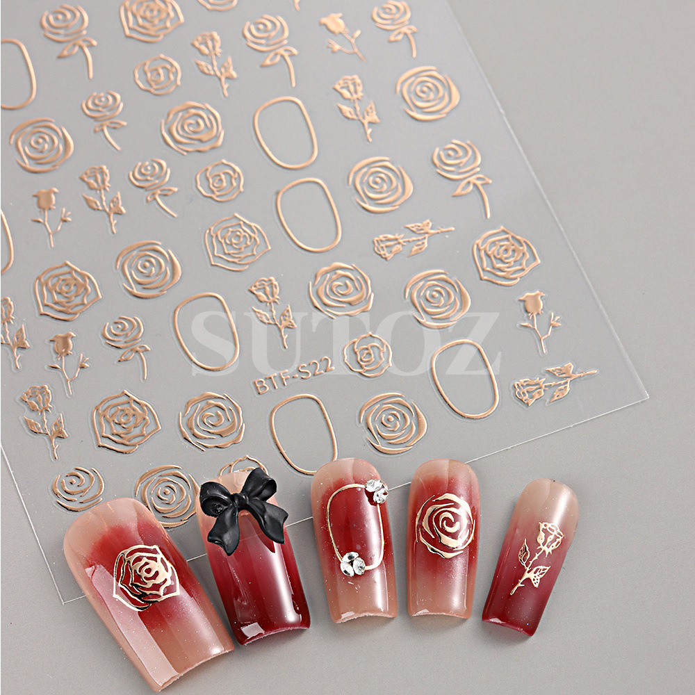 Sticker dán móng tay/Miếng dán trang trí móng tay phong cách hoa hồng cổ điển