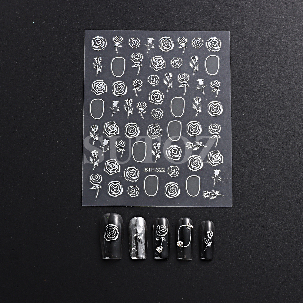 Sticker dán móng tay/Miếng dán trang trí móng tay phong cách hoa hồng cổ điển