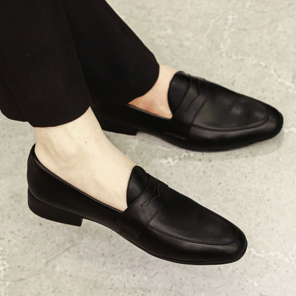 Giày Lười Nam Công Sở Da Lì Đai Khoét, Đế Cao Su Khâu Chác Chắn Bền Bỉ - Mã V3