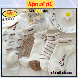 Tất nữ cổ ngắn sét 10 đôi 5 màu tn42