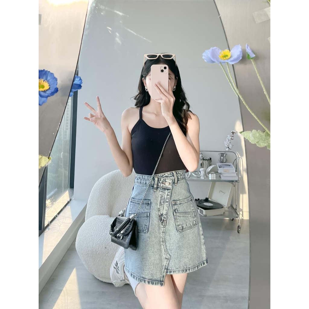 Áo dây form vừa cơ bản thời trang GAGO màu đen GA4323 trắng GA4322