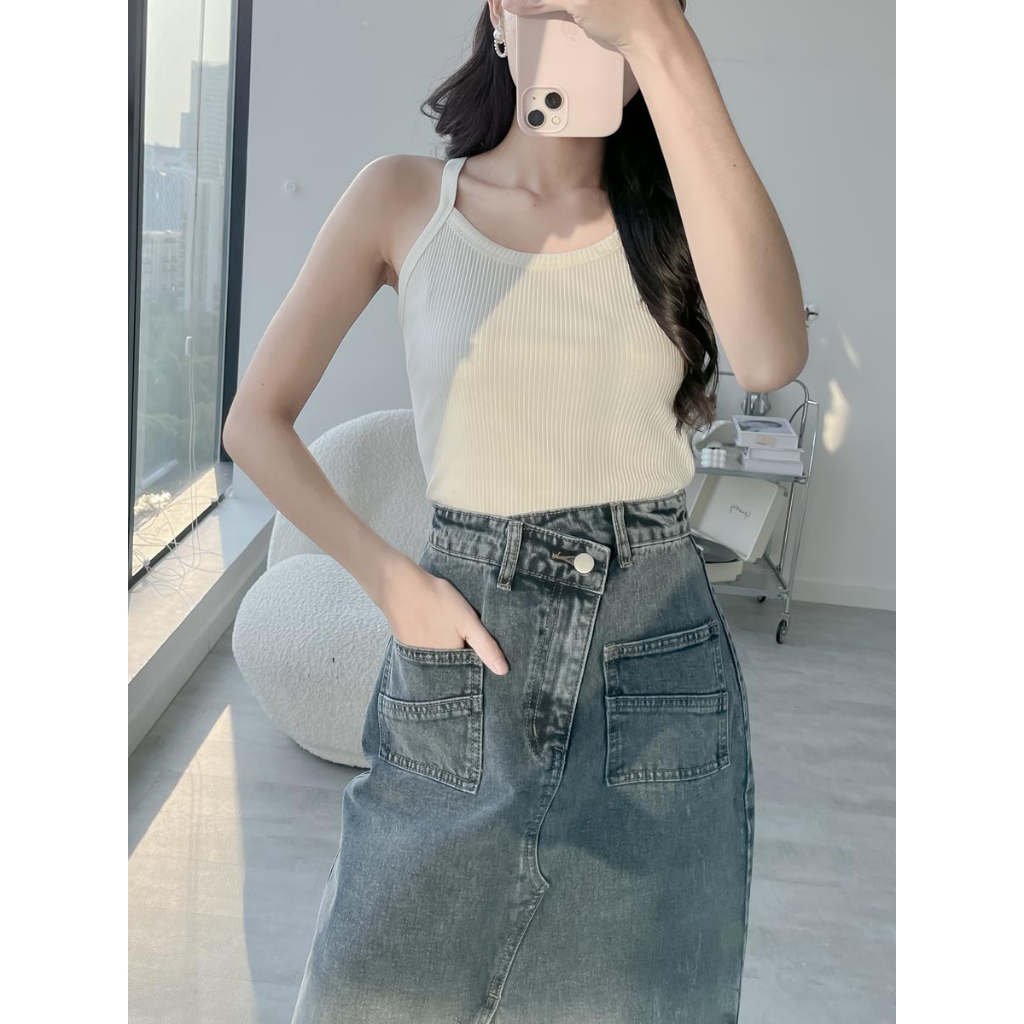 Áo dây form vừa cơ bản thời trang GAGO màu đen GA4323 trắng GA4322