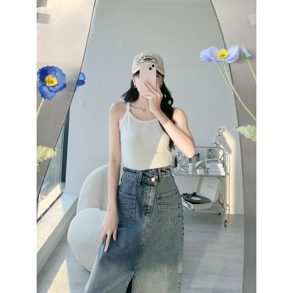 Áo dây form vừa cơ bản thời trang GAGO màu đen GA4323 trắng GA4322