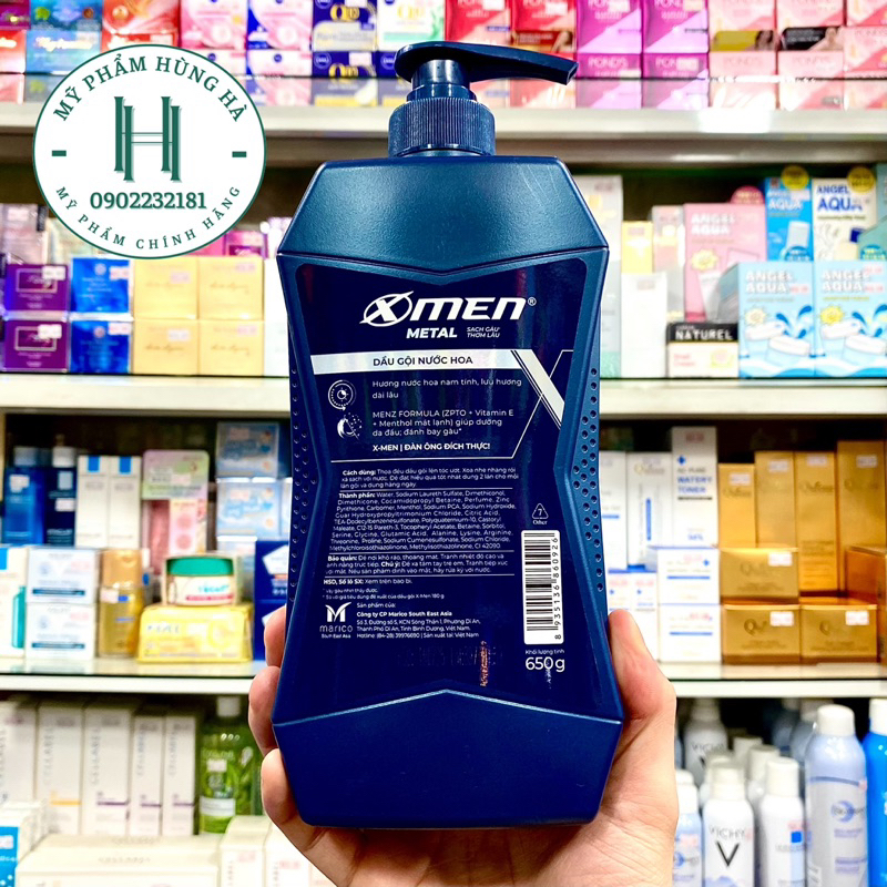 Dầu gội Xmen Metal, dầu gội nước hoa nam giới, sạch gàu Xmen 650ml
