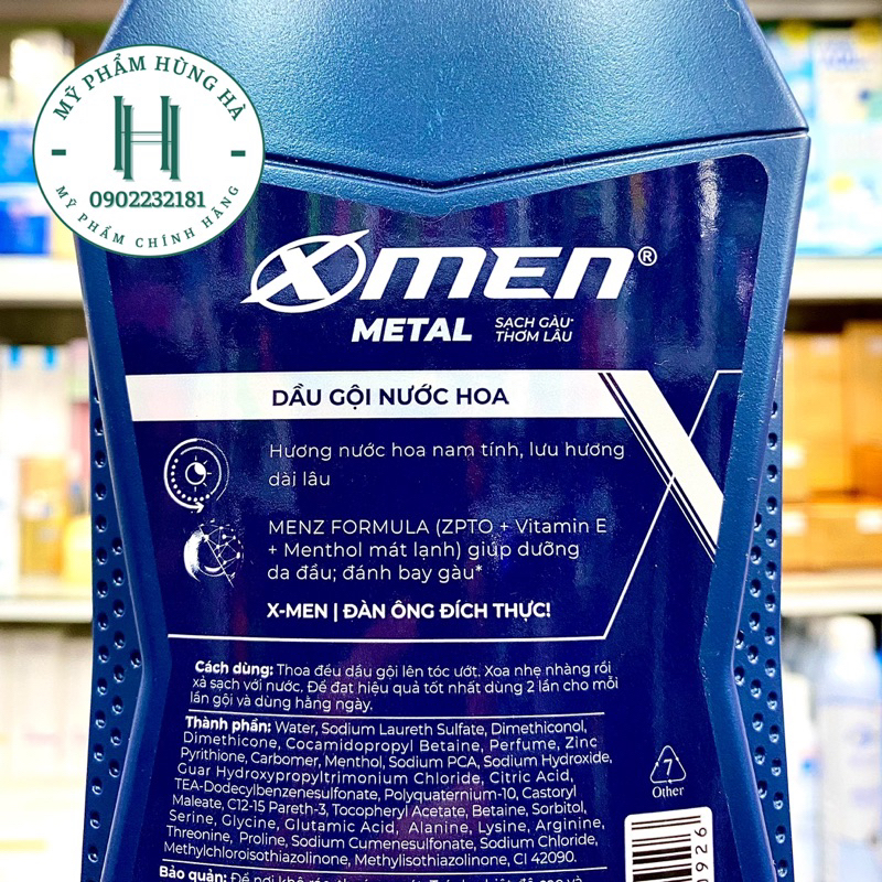 Dầu gội Xmen Metal, dầu gội nước hoa nam giới, sạch gàu Xmen 650ml