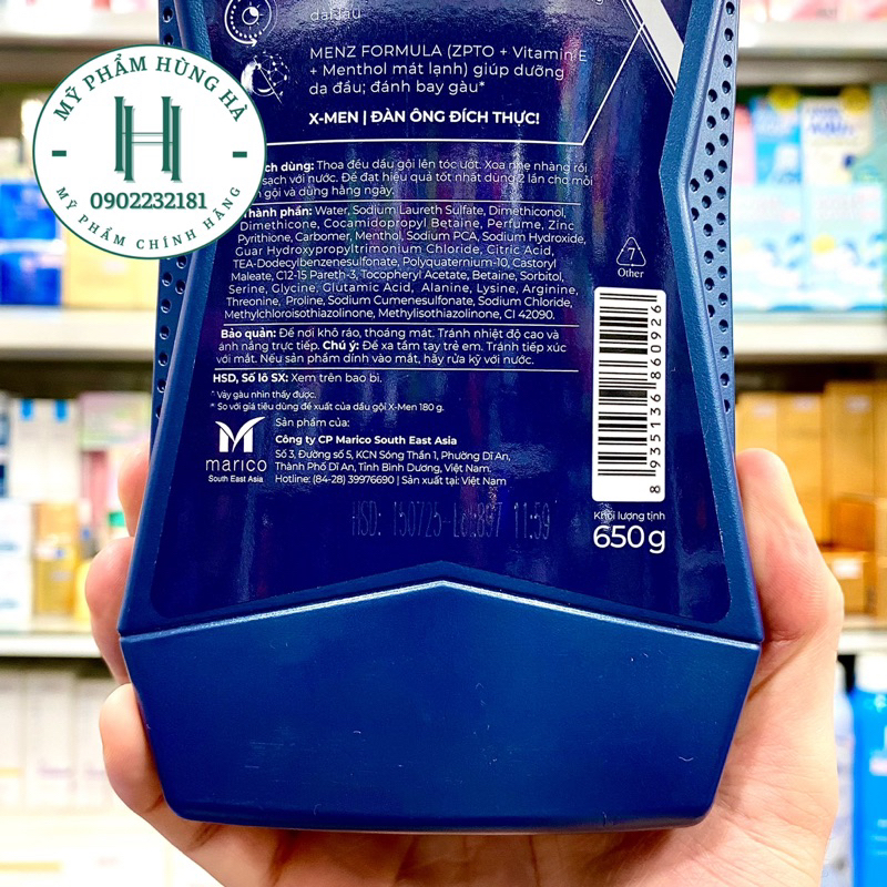 Dầu gội Xmen Metal, dầu gội nước hoa nam giới, sạch gàu Xmen 650ml