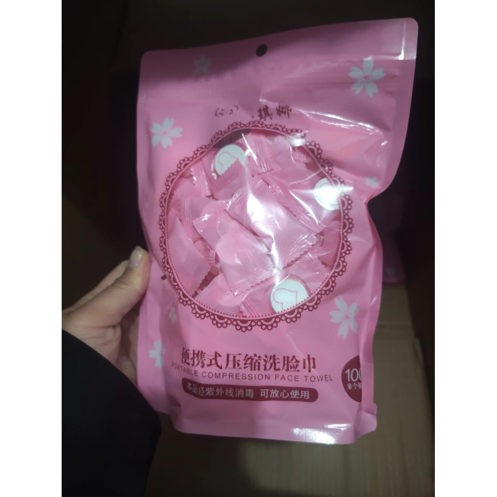 Sỉ 100 Viên Khăn Giấy Nén hình viên kẹo bỏ túi khi đi du lịch - Dùng tẩy trang, khăn lau mặt dạng nén dùng một lần