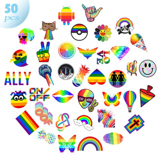 Set 50 Miếng Dán Sticker LGBT Cầu Vồng Trang Trí - Hình Dán Pride Nhiều Mẫu Đa Dạng Cho Laptop, Điện Thoại, Nón Bảo Hiểm
