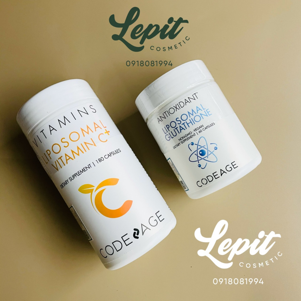 [Hàng Công Ty] Viên Uống Trắng Da Codeage Liposomal Glutathione và Viên Uống Vitamin C Giúp Chống Lão Hóa
