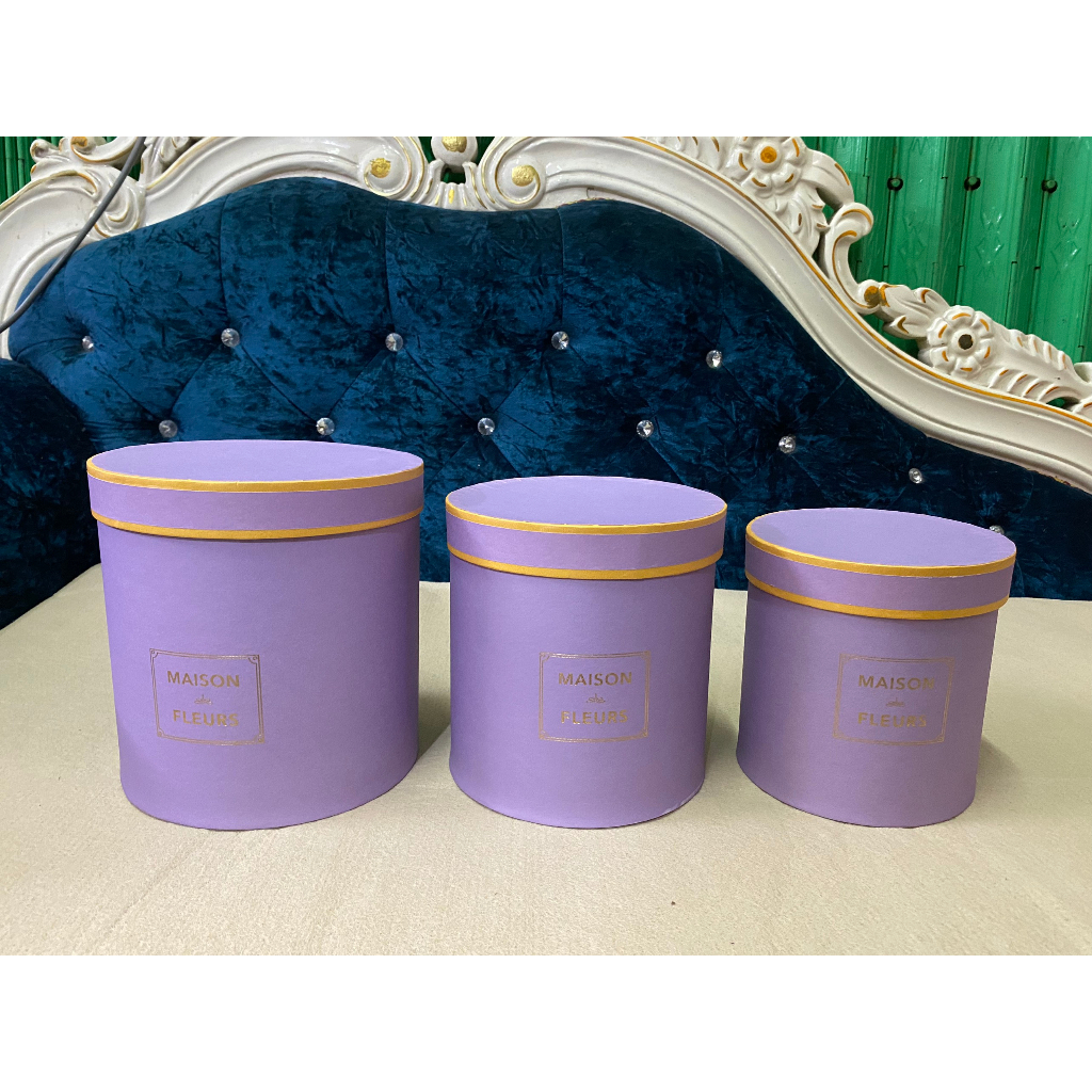 Hộp trụ tròn cắm hoa sáp, hoa tươi cao cấp set 3 cái 3 size sẵn kho TPHCM