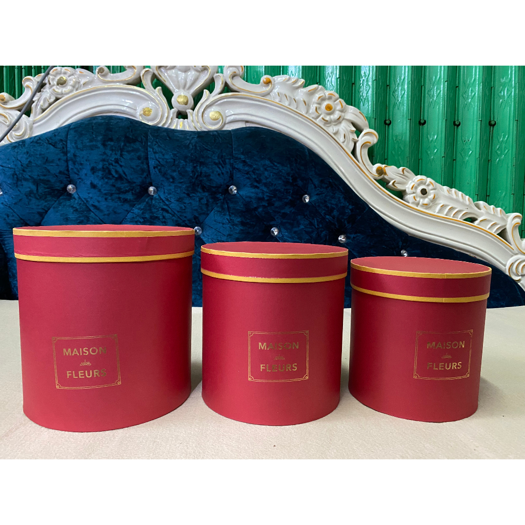 Hộp trụ tròn cắm hoa sáp, hoa tươi cao cấp set 3 cái 3 size sẵn kho TPHCM