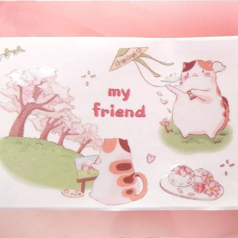 Chiết washi tape mèo và bé gái dễ thương