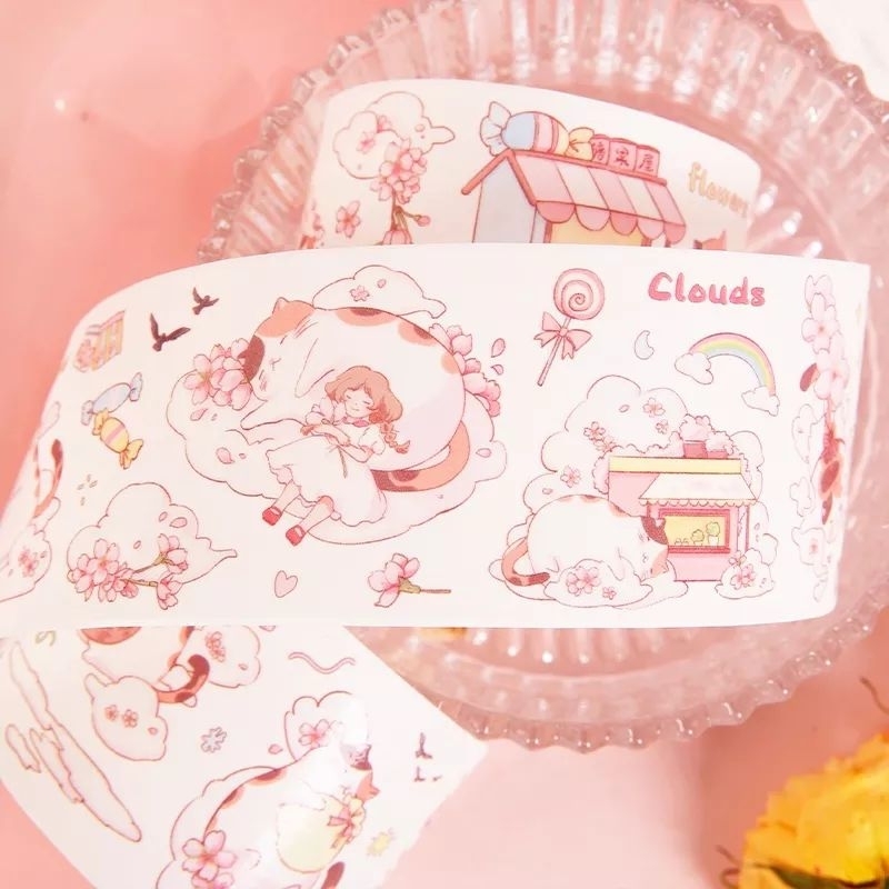 Chiết washi tape mèo và bé gái dễ thương