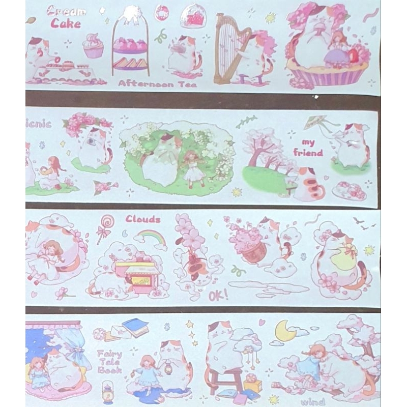 Chiết washi tape mèo và bé gái dễ thương