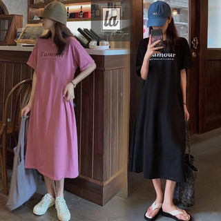 (ORDER) Đầm thun tay ngắn in chữ bigsize 45kg - 90kg