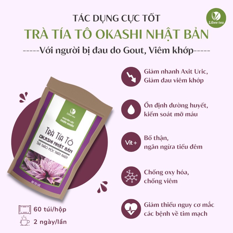 Trà Tía Tô OKASHI Nhật Bản  - Bịch 60 túi lọc