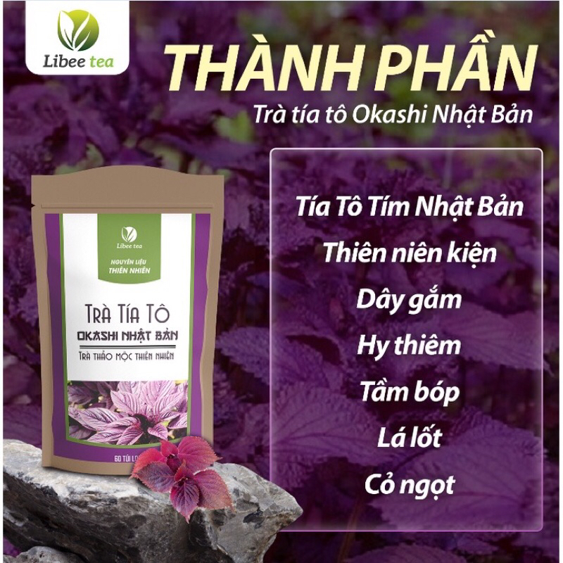 Trà Tía Tô OKASHI Nhật Bản  - Bịch 60 túi lọc