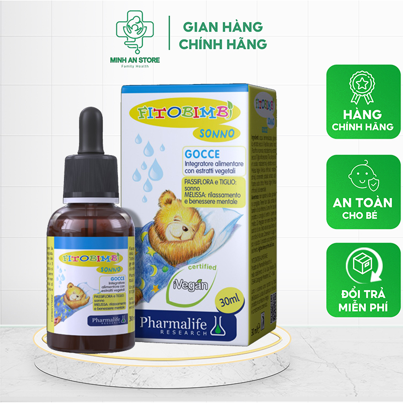 Fitobimbi Sonno Thảo dược giúp bé ngủ ngon ngủ sâu giấc giảm căng thẳng thần kinh ở trẻ bổ sung vitamin Lọ 30ml