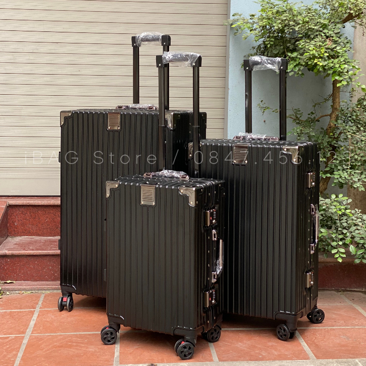 Vali khung nhôm khoá sập size 20, 24, 29 inch bịt góc nhôm chống va đập cao cấp