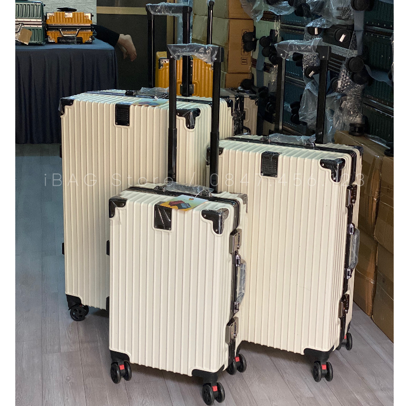 Vali khung nhôm khoá sập size 20, 24, 29 inch bịt góc nhôm chống va đập cao cấp