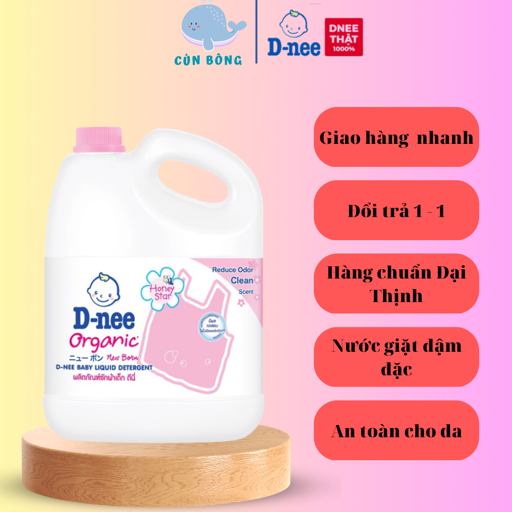 Nước giặt Dnee 3L đầy đủ màu Honey Star hàng chính hãng Thái Lan Nước giặt xả vải dành cho trẻ sơ sinh an toàn cho bé