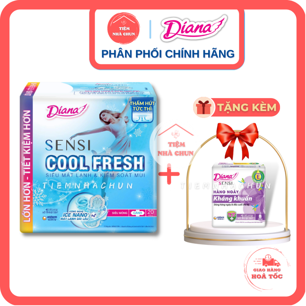 BVS DIANA SENSI COOL FRESH GÓI 20 MIẾNG Băng Vệ Sinh SENSI Cool Fresh Siêu