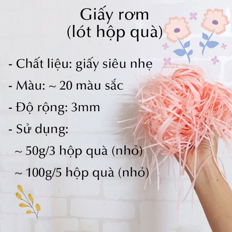 Giấy rơm trang trí hộp quà, Giấy sợi lót chống sốc 20g, 50g nhiều màu sắc Quà tặng ThuLyy.vn