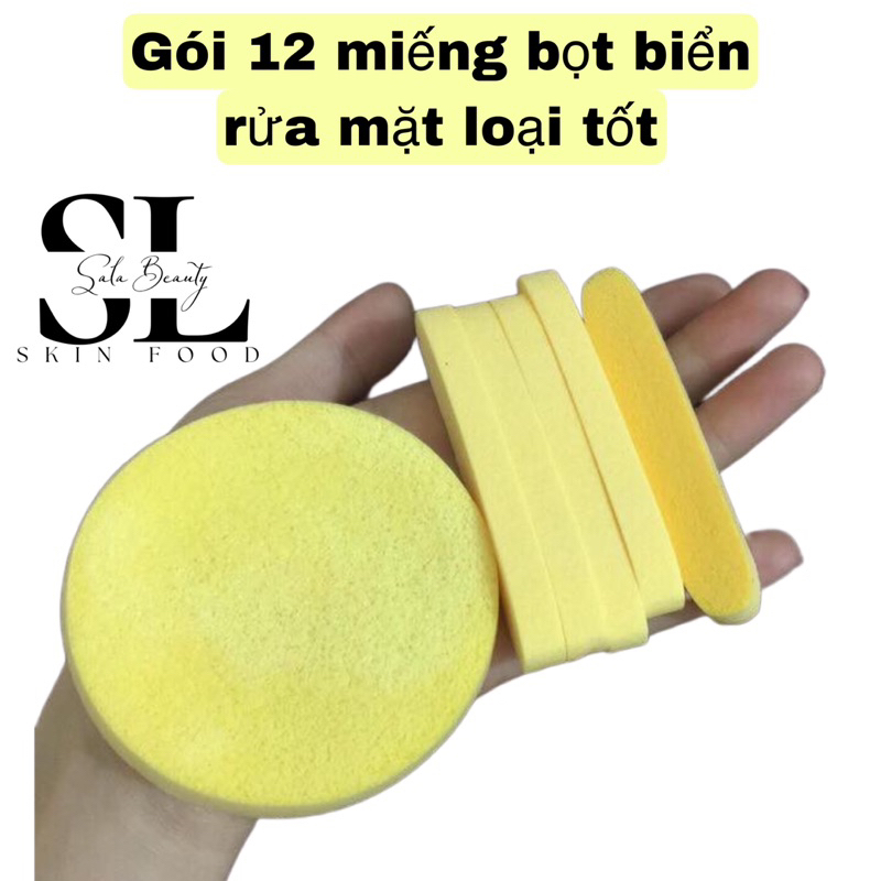 Bọt biển rửa mặt , mút xốp rửa mặt siêu mềm Gói 12 miếng loại tốt