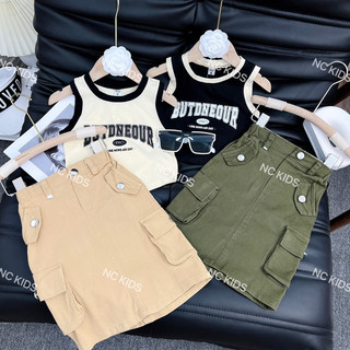 Set áo crotop chân váy kaki dáng dài cho bé gái S0079