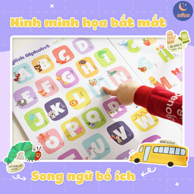 Bảng học liệu bảng gấp thông thái song ngữ kích thước lớn nhiều chủ đề