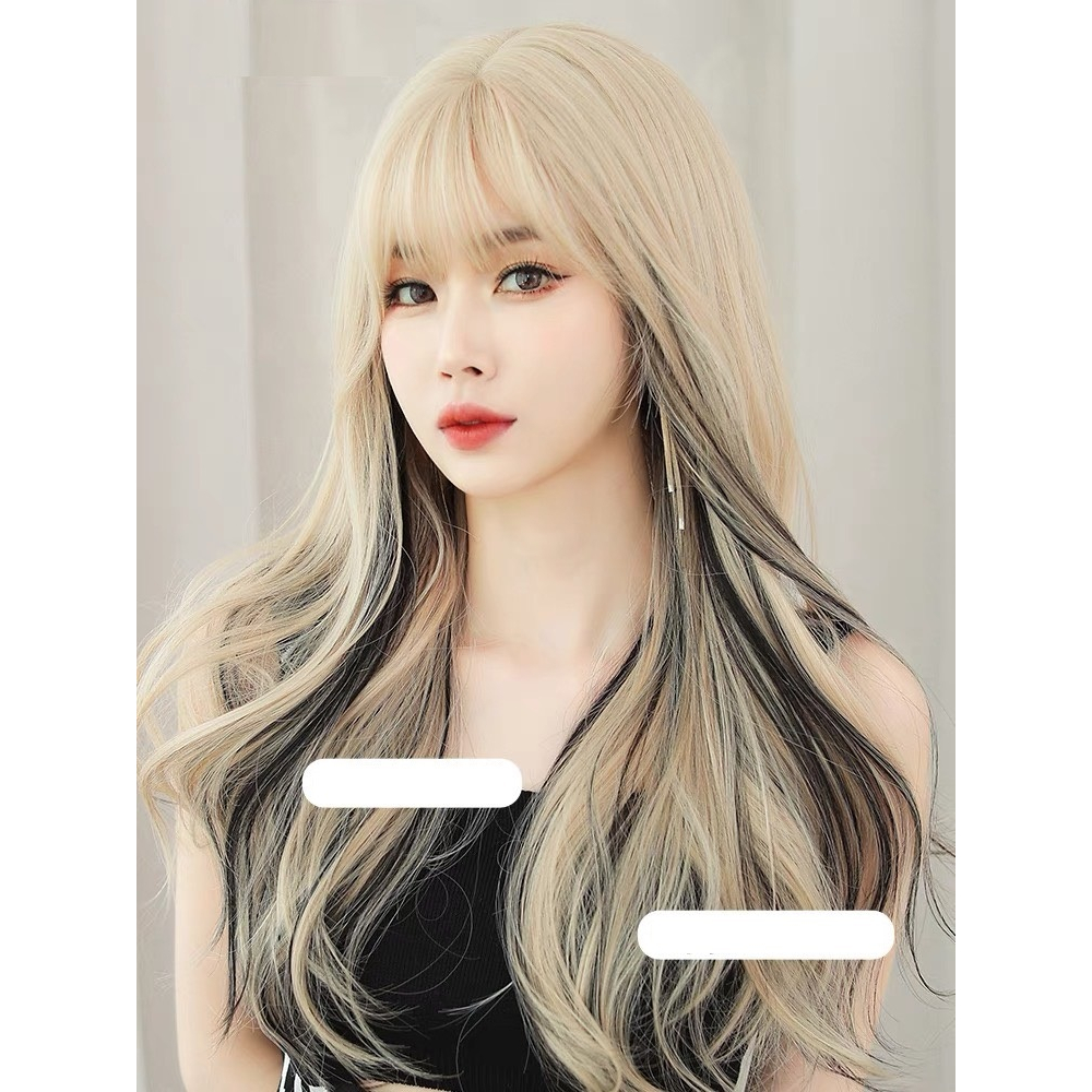 Tóc giả nguyên đầu vàng sáng light đen xu hướng mới 9080A-1