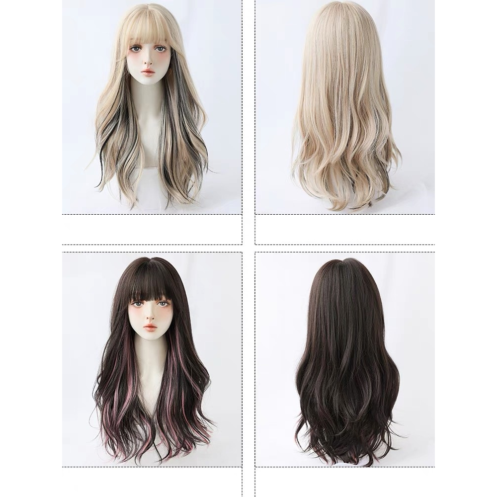 Tóc giả nguyên đầu vàng sáng light đen xu hướng mới 9080A-1