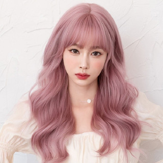 Tóc Giả Nữ Cả Đầu Xoăn Dài Hồng Phong Cách Tiểu Thư Xinh Xắn 9079A-1 Xoăn Hồng