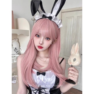  Tóc giả cả đầu cụp hồng dáng dài phong cách Hàn Quốc 