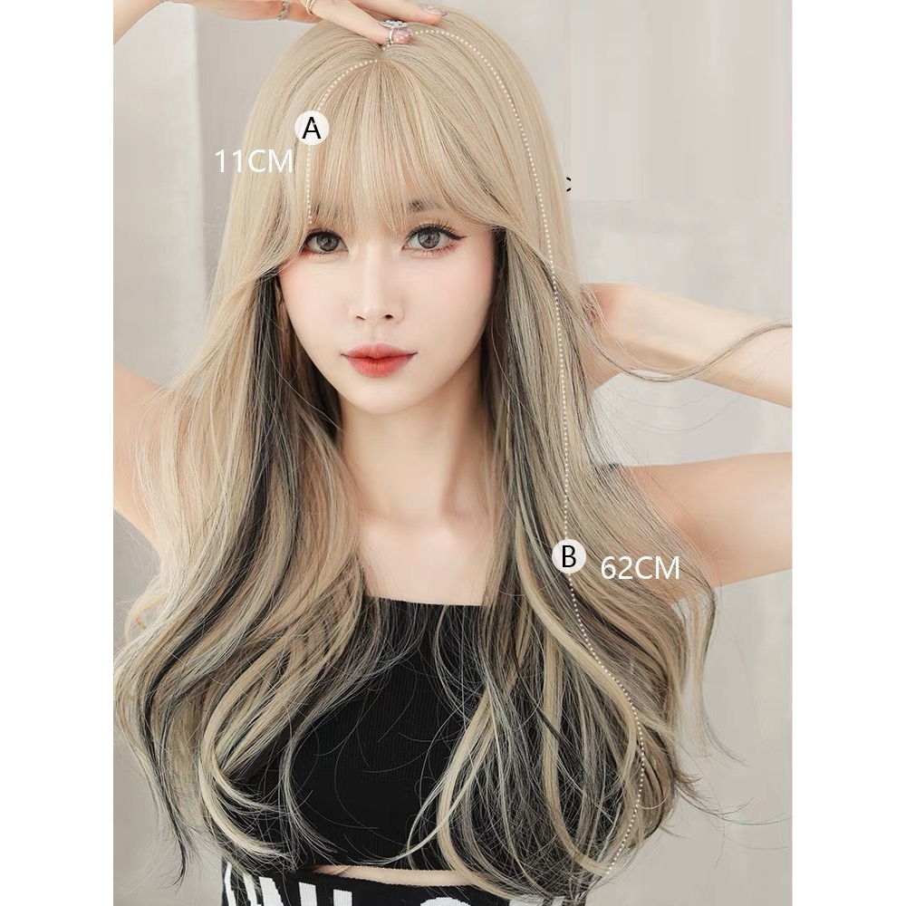 Tóc giả nguyên đầu vàng sáng light đen xu hướng mới 9080A-1