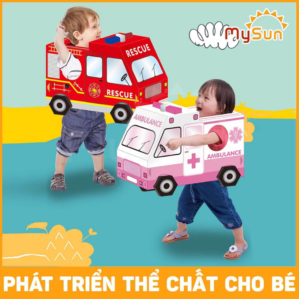Đồ chơi bìa carton tự lắp ghép cho bé làm hộp mô hình xe ô tô bằng giấy bìa carton