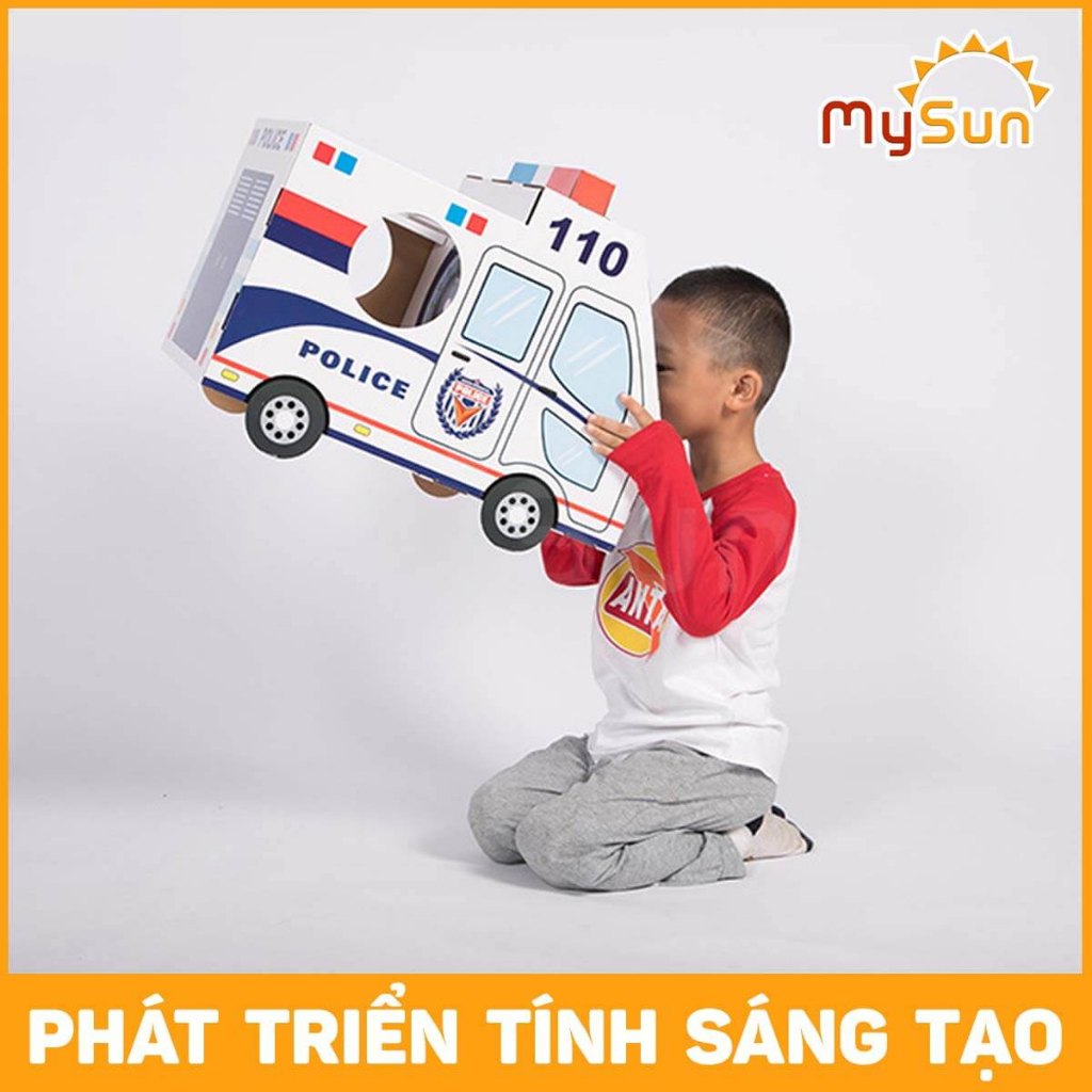 Đồ chơi bìa carton tự lắp ghép cho bé làm hộp mô hình xe ô tô bằng giấy bìa carton