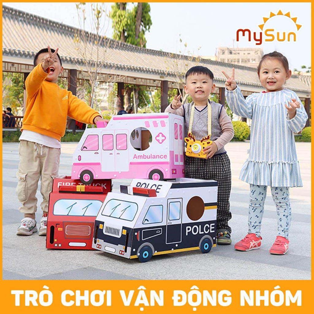 Đồ chơi bìa carton tự lắp ghép cho bé làm hộp mô hình xe ô tô bằng giấy bìa carton