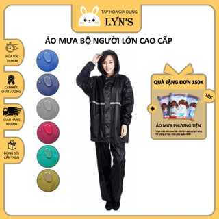 Bộ quần áo mưa người lớn CAO CẤP - Loại 1 lớp - Vải dù vảy cá màu trơn