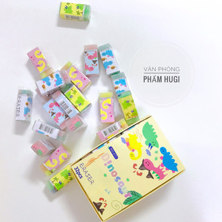 Lốc gồm 32 viên gôm tẩy bút chì họa tiết khủng long cute, thơm mềm tẩy sạch