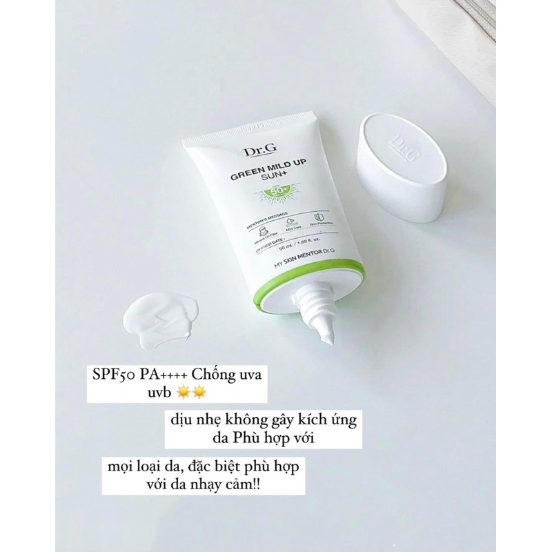 Kem Chống Nắng DR.G Green Mild Up Sun+ SPF50+ cho da nhạy cảm
