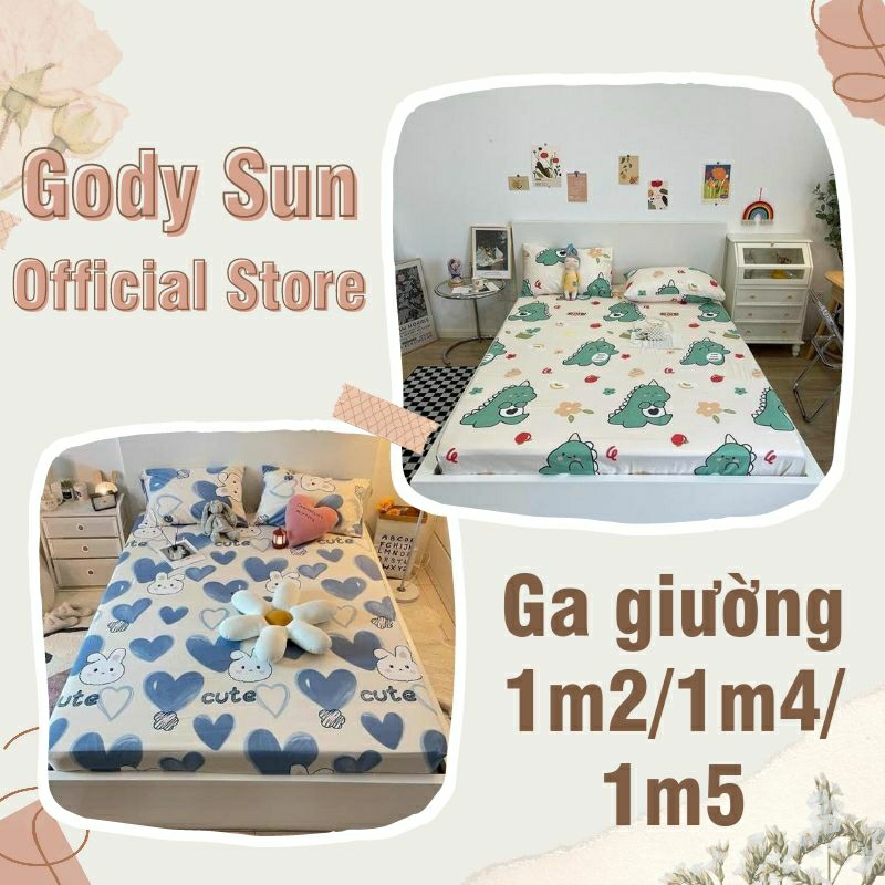 Ga trải giường 1m2x1m9/ 1m4x2m/ 1m5x2m drap giường cotton poly Gody Sun