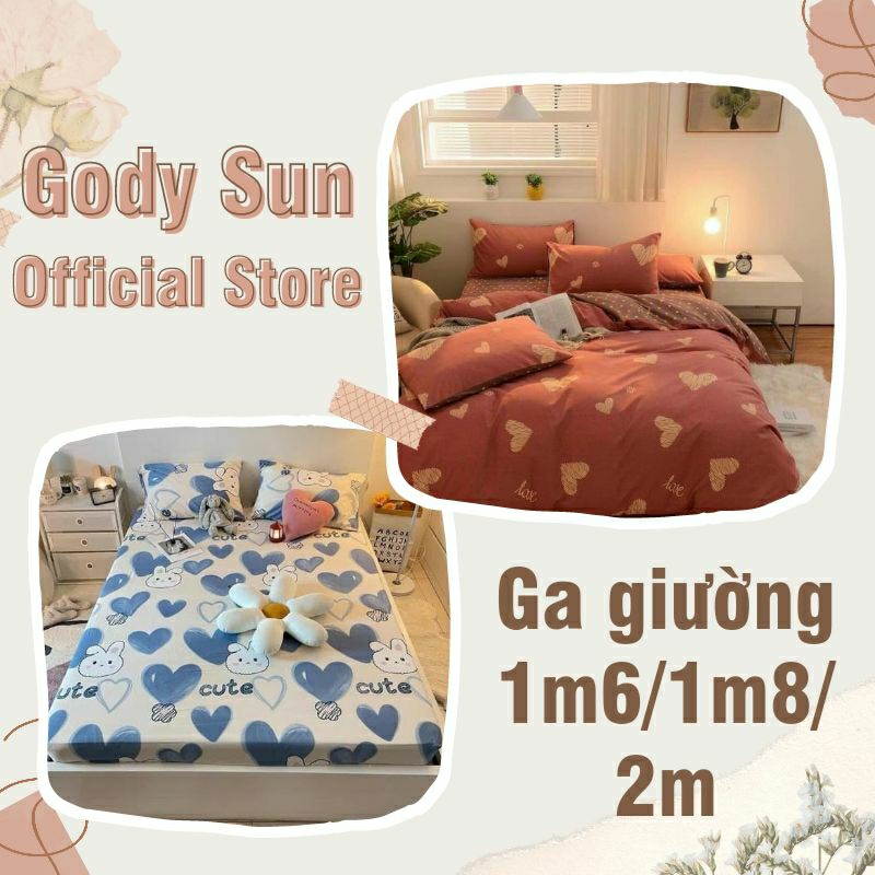 Ga trải giường 1m6x2m/ 1m8x2m/ 2mx2m2 drap cotton poly Gody Sun