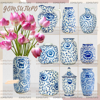 Lọ Hoa Gốm Vẽ Hoa Dây Xanh COBAN - Bình Hoa Decor Trang Trí gomsutupo - Gốm Sứ TUPO Bát Tràng