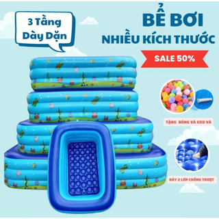 Bể bơi cho bé, phao bơi cỡ lớn cho trẻ đủ size 1m2/ 1m3/ 1m5/ 1m8/ 2m1 3 tầng siêu bền, tặng kèm miếng vá