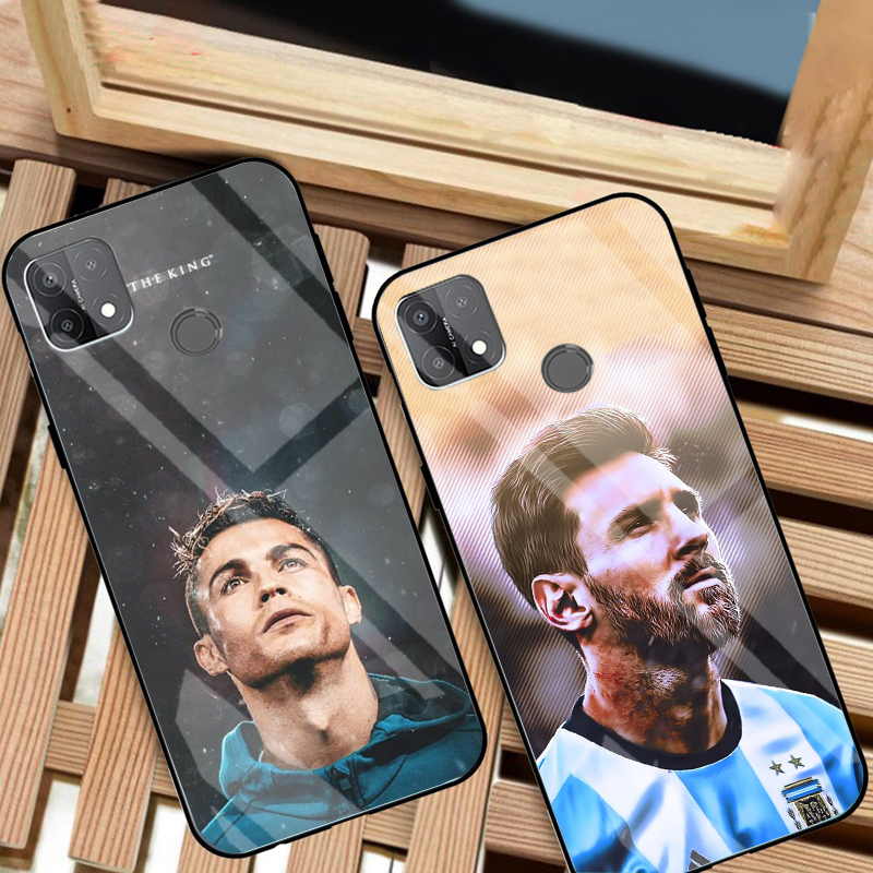 Ốp Lưng OPPO A15/A15s Mặt lưng kính 3D cao cấp, in hình Cầu thủ bóng đá