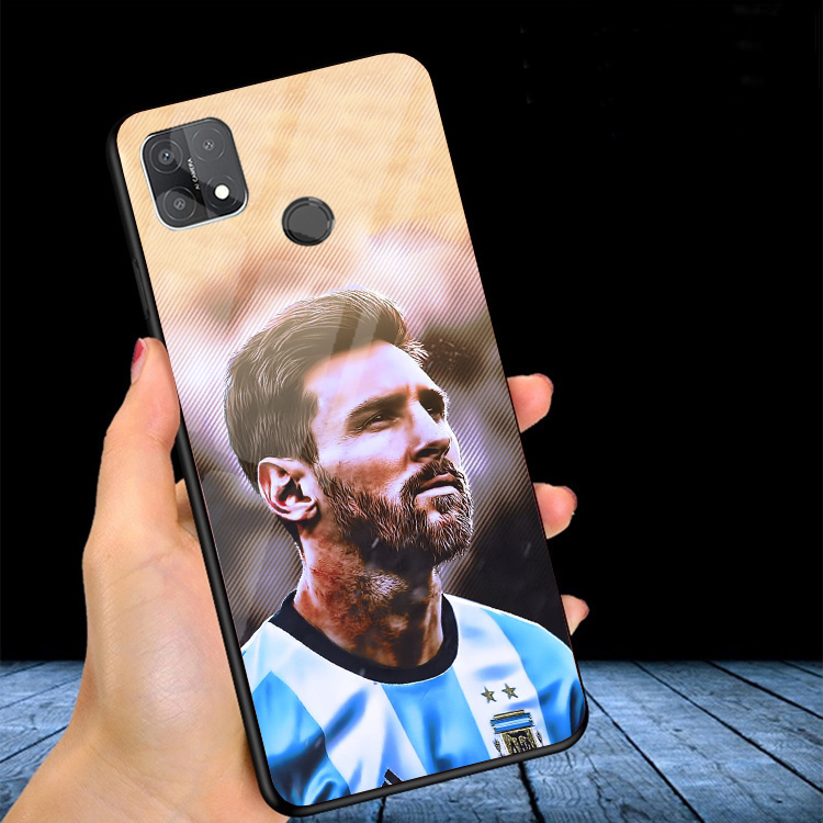 Ốp Lưng OPPO A15/A15s Mặt lưng kính 3D cao cấp, in hình Cầu thủ bóng đá