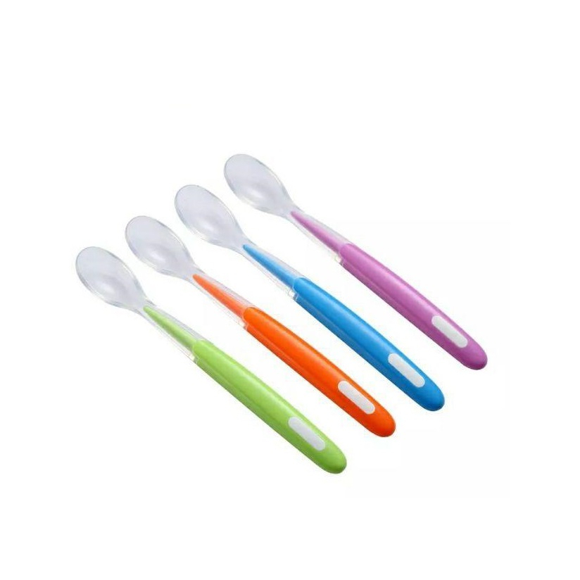 Bộ 4 Muỗng ăn dặm Silicon cho bé Cực mềm &amp; Đẹp Đủ màu