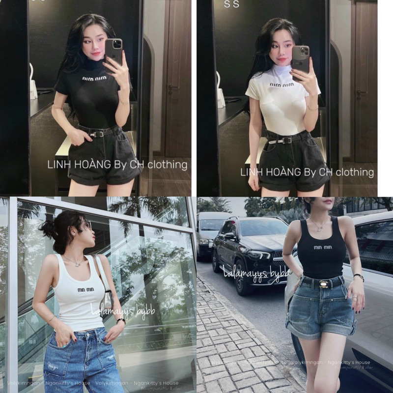 Áo tăm miu miu cổ lọ 3 màu siêu xinh (kèm ảnh thật shop chụp)