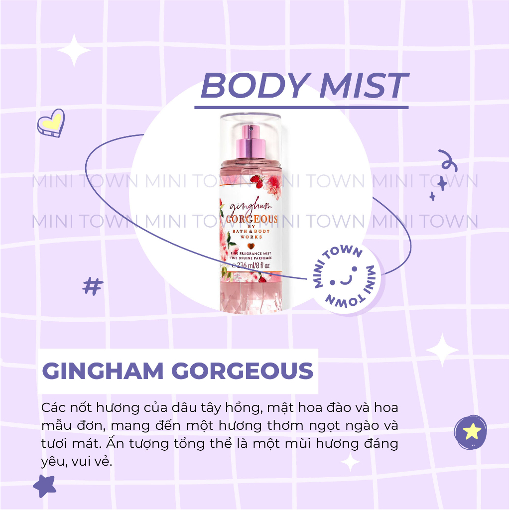 GINGHAM GORGEOUS - Mẫu Thử Xịt Thơm Lưu Hương Toàn Thân Bath & Body Works Fine Fragrance Mist